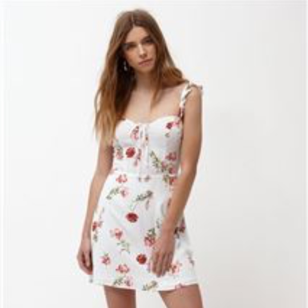 Tie Front Flutter Fit N Flare Dress